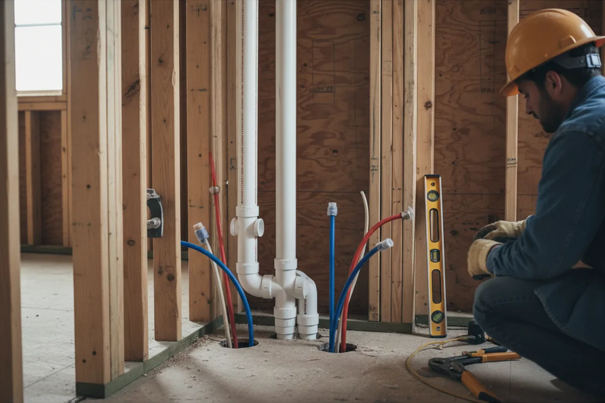 Drain and supply rough-in during Drain Cleaning in Manns Choice