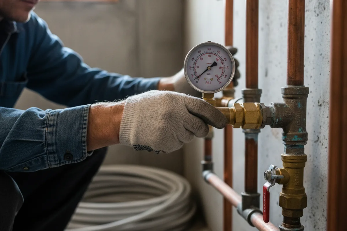 Pressure testing a repaired line during Water Line Repair in Manns Choice